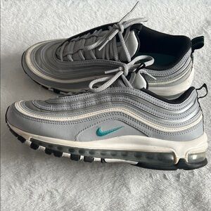 Nike Air Max 97 sneakers in a Wolf Grey and Teal Nebula colorway size 10